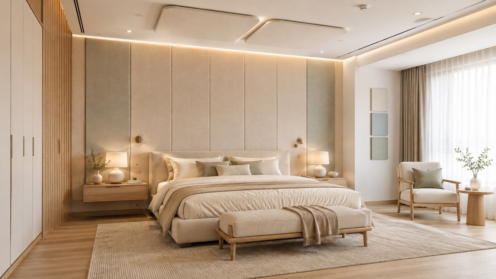 Restful bedrooms acoustic design scene