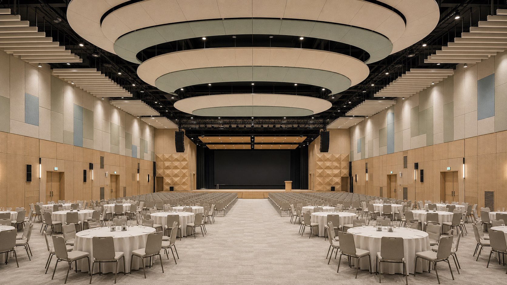 Large event & convention halls acoustic design scene