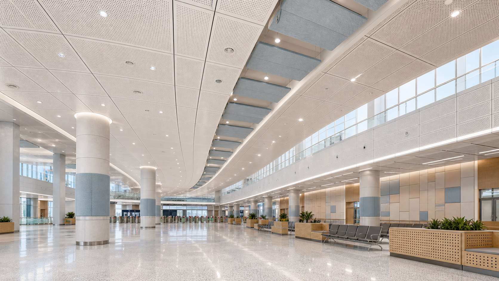 Transport & public halls acoustic design scene